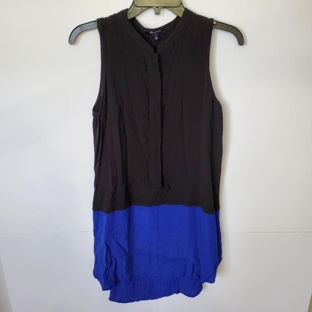 Madewell Dress S Colorblock Sleeveless Blue Black 100% viscose